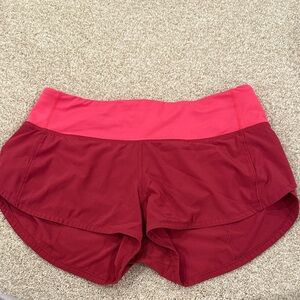 Women's LULU Red and Pink Speed Up Shorts 2.5 Inch Inseam